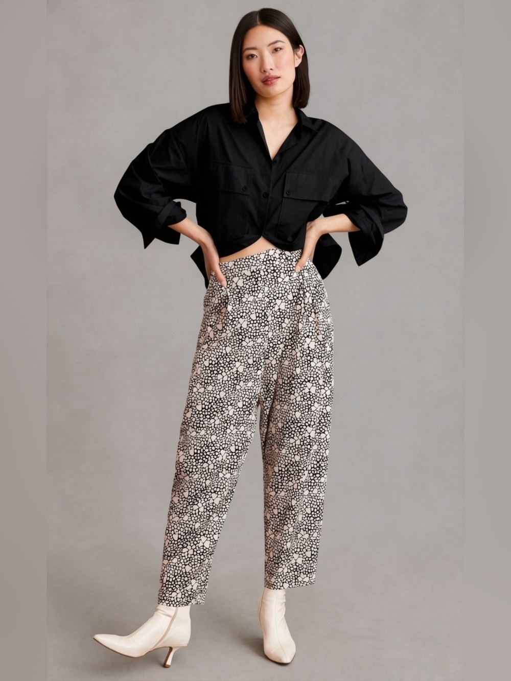 NWOT STELLA NOVA X ANTHROPOLOGIE Sookie Pants SILK‎ Animal Print 42 10-12